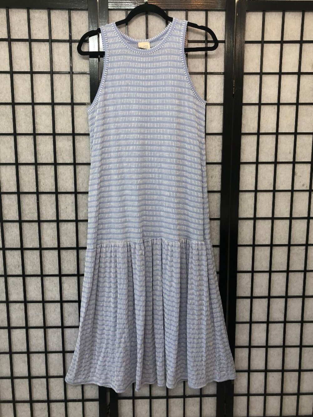 Blue White Striped Maxi Tank Dress Soft Stretchy Summer M/L Caution To The Wind